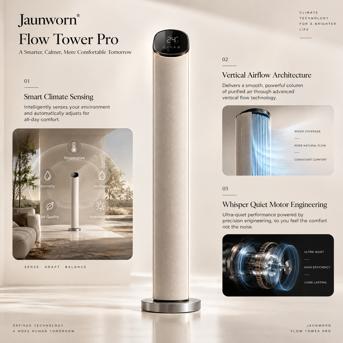 Jaunworn Flow Tower Pro™ Smart Climate Tower