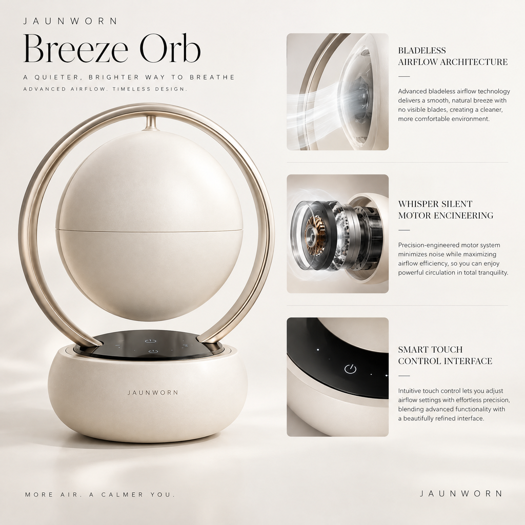 Jaunworn Breeze Orb™ | Premium Personal Air Circulation Sculpture