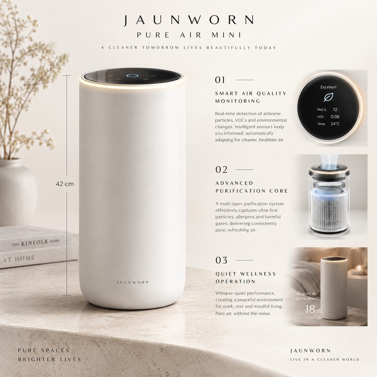 Jaunworn Pure Air Mini™ Intelligent Air Purification Sculpture