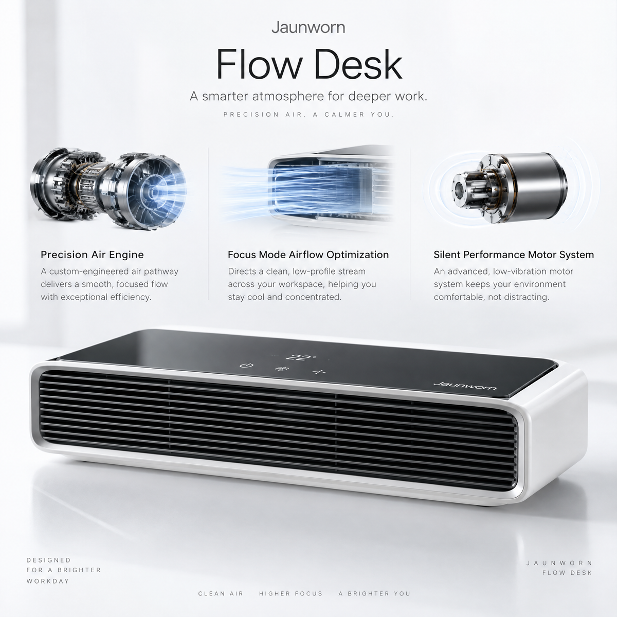 Jaunworn Flow Desk™ | Smart Desktop Air Engine